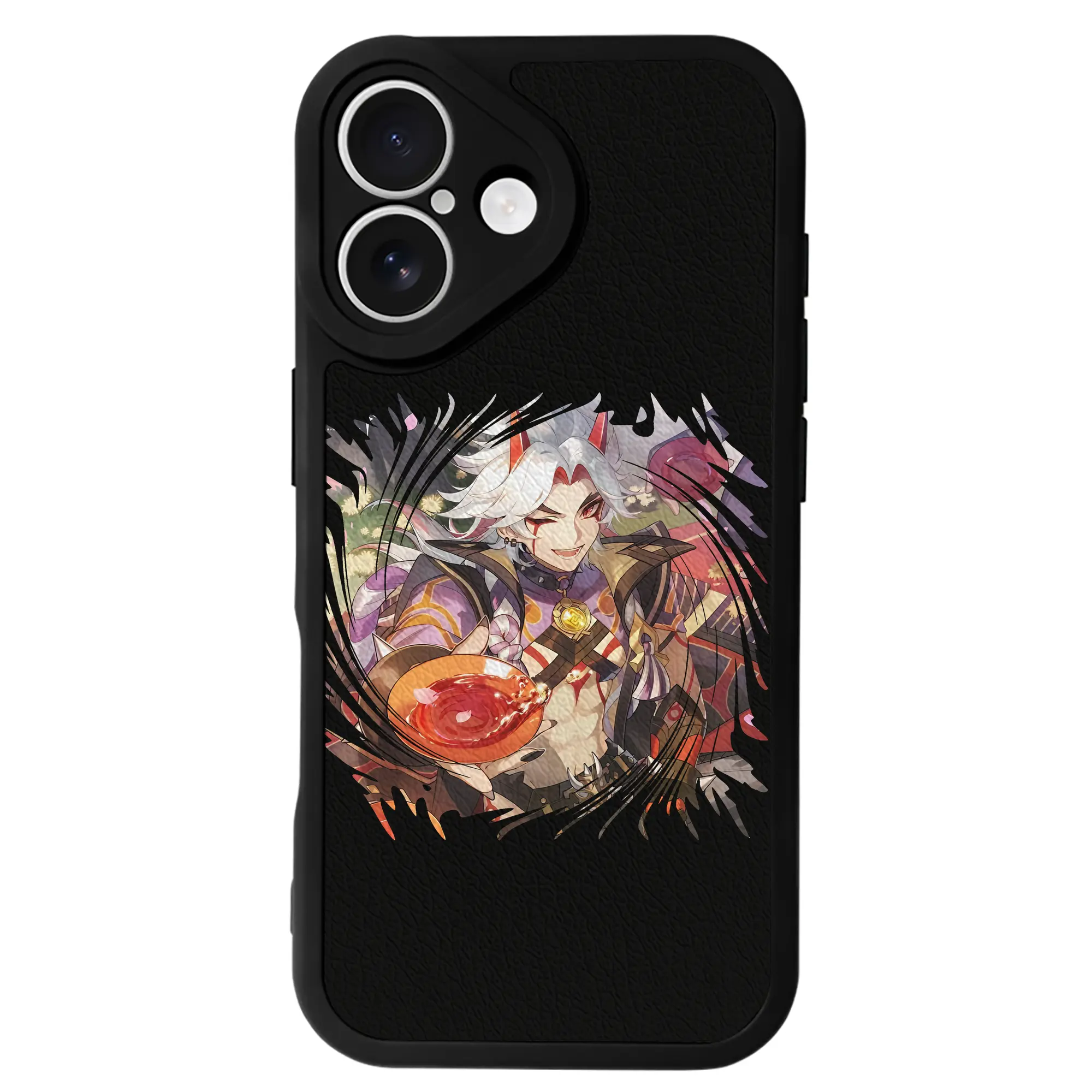 原 神 グッズ 荒瀧 一 斗 - IPhone 16シリーズ対応 ・ シリコンスマホケース ・ レザー調 ・ 高精度フィット ・ 耐衝撃 ・ ワイヤレス充電対応 ・ 精密カット